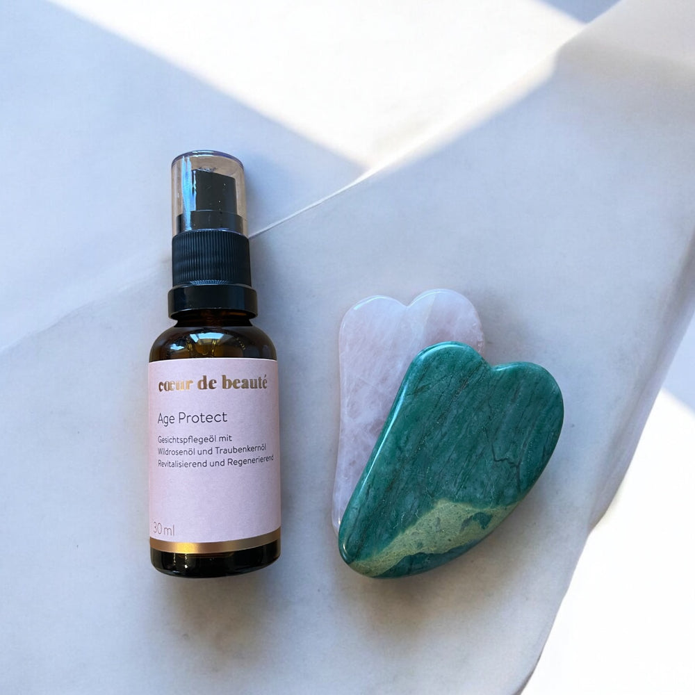 Age Protect Gesichtsöl mit grünem Gua Sha Stein