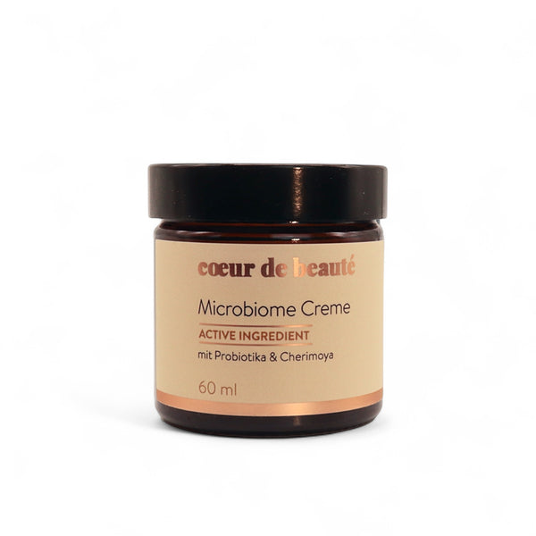 Freisteller der Mikrobiom Creme von cœur de beauté als mikrobiomfreundliche, duftstofffreie Pflege für sensible Haut.